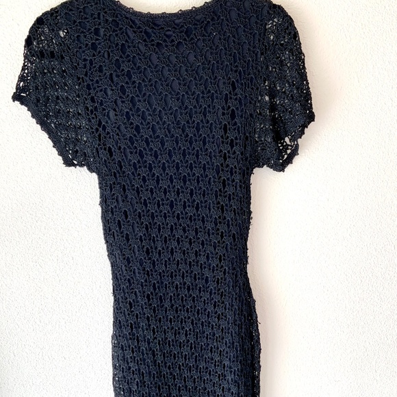 Y2K! Marisol Beaded Dress Black Lace Crochet Size Medium - Picture 7 of 16